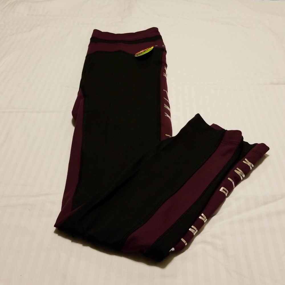 Black and maroon leggings